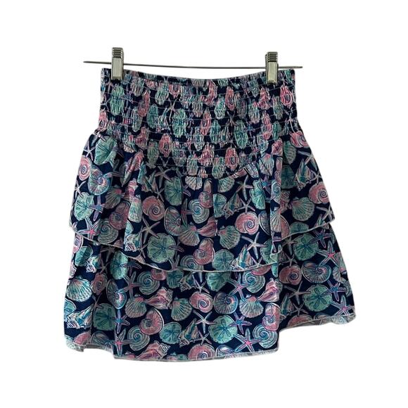Simply Southern, Smocked, Tiered Skirt Sea Shell Print Woman’s Size Small Mini - Picture 1 of 8